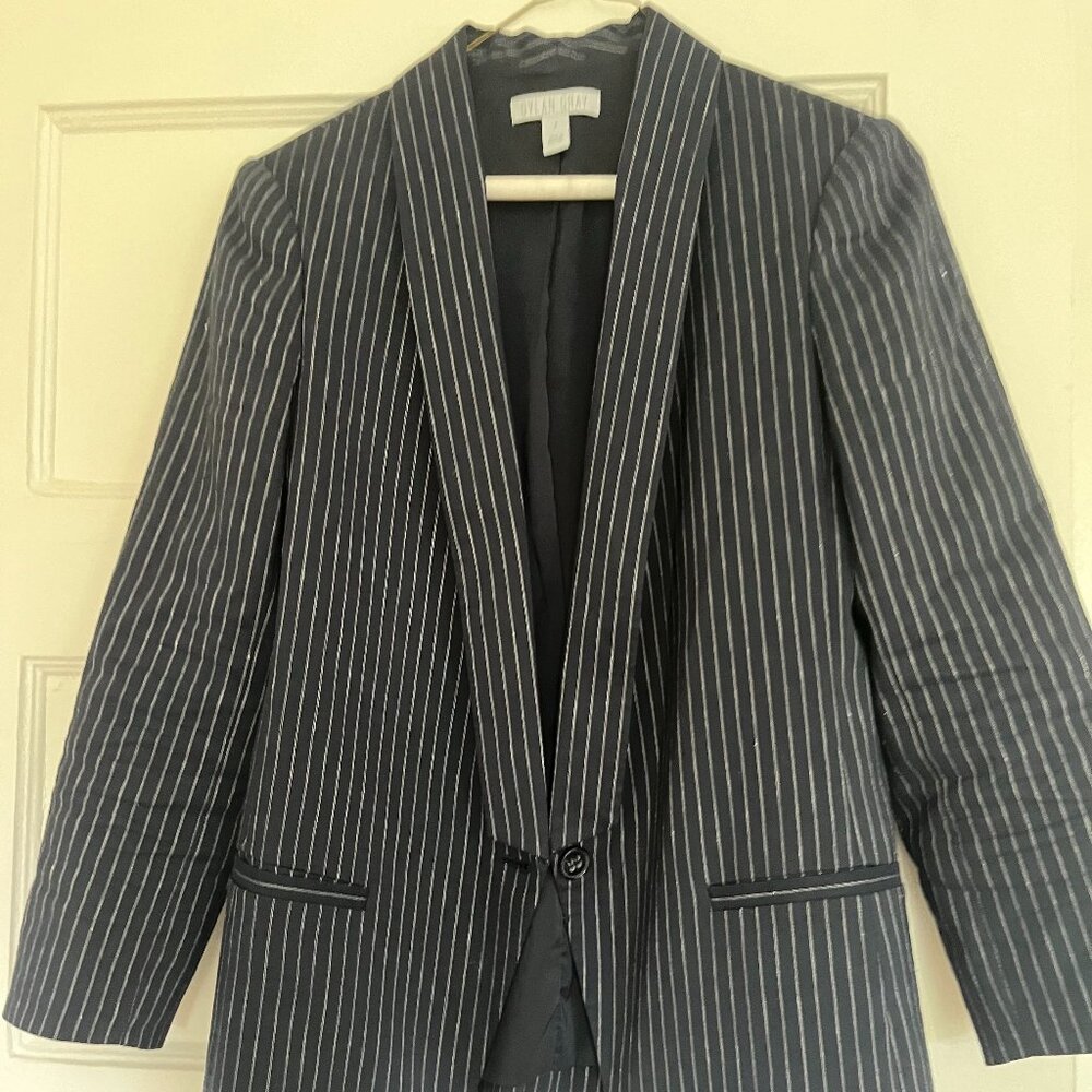 Navy and white pinstripe modern blazer
